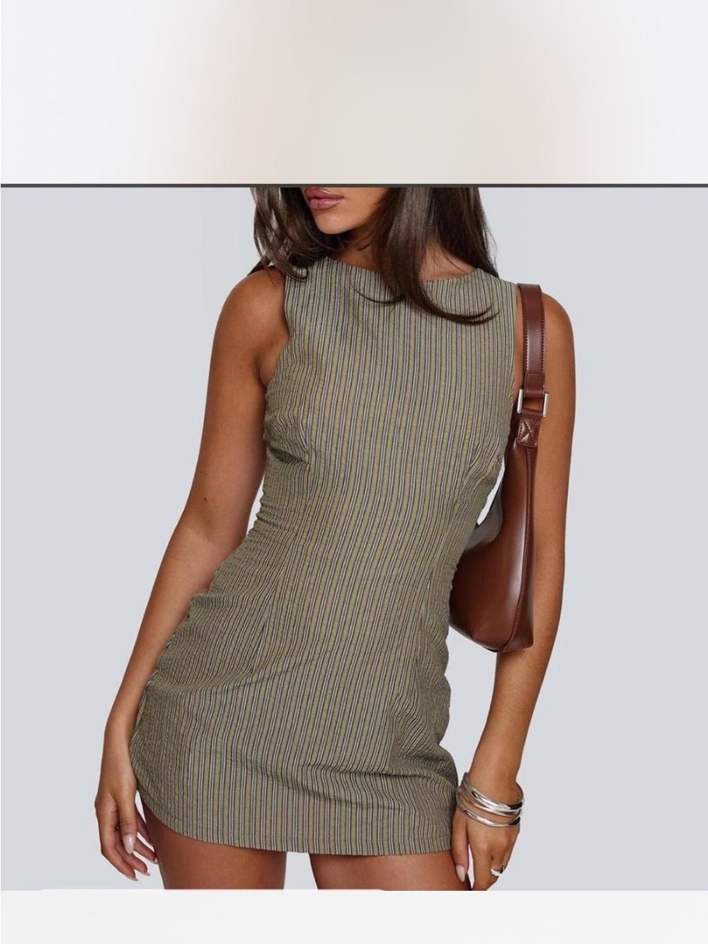 Princess Polly Olive Green Striped Mini Dress